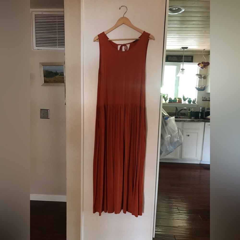 Long Dress. Soft cotton with stretch. Great for Summer or Fall w/ Jean Jacket